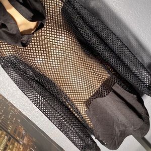 COOFANDY - NWT - hoodie: black sheer mesh l/s overlay tunic - XXL